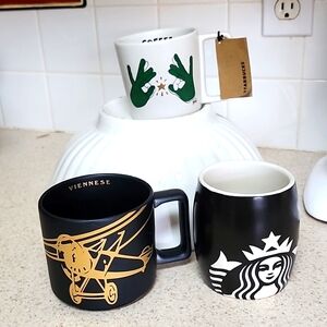SET OF 3 COLLECTIBLE STARBUCKS MUGS VIENNESE 2016, ASL 2019, ETCHED SIREN 2011